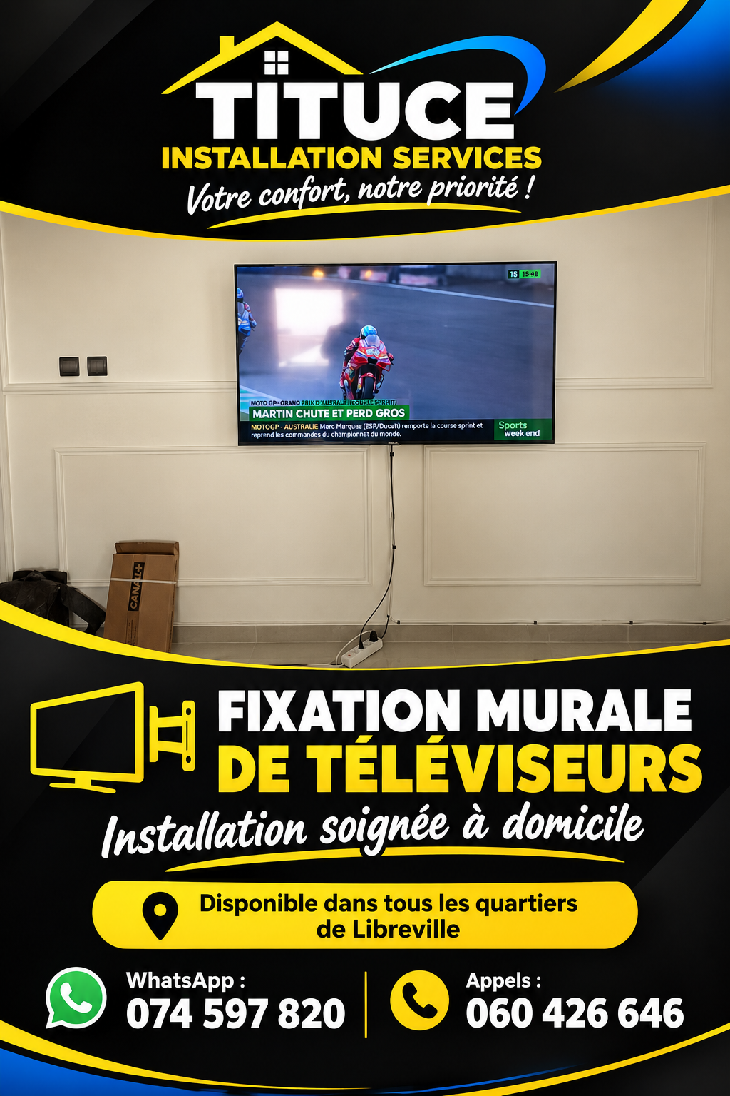 FIXATION DE TÉLÉVISEUR AU MUR
